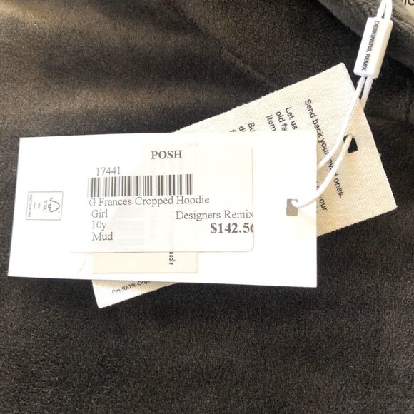 🆕NWT Designers Remix Mud Velour Cropped Hoodie - Picture 5 of 5
